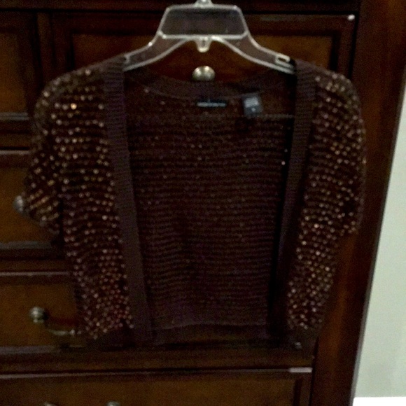 Sparkly rich chocolate brown sequined shrug - Picture 2 of 7